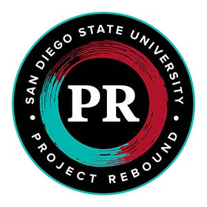 SDSU project Rebound Logo with teal flair to show affiliation with Division of student affairs and campus Diversity as a Cultural Center